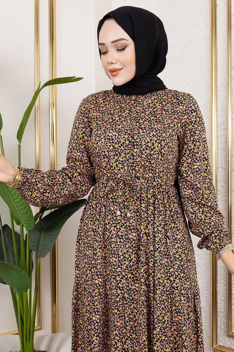 Çiçek Desenli Elbise-detail