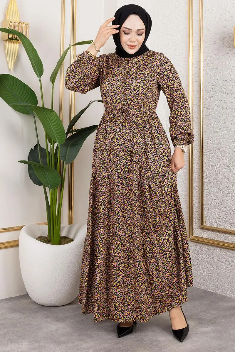 Çiçek Desenli Elbise-detail