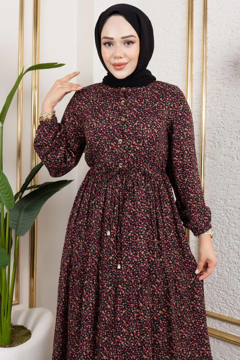 Çiçek Desenli Elbise-detail