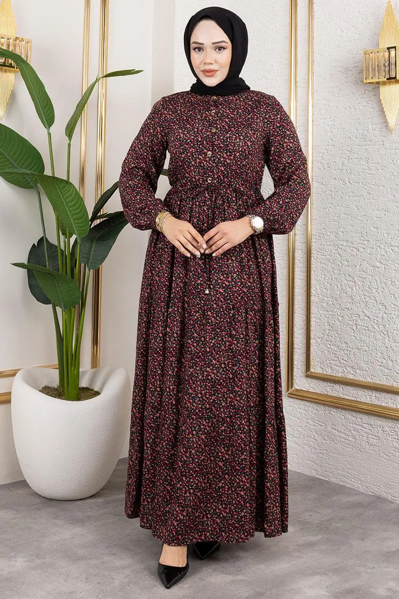 Çiçek Desenli Elbise-detail