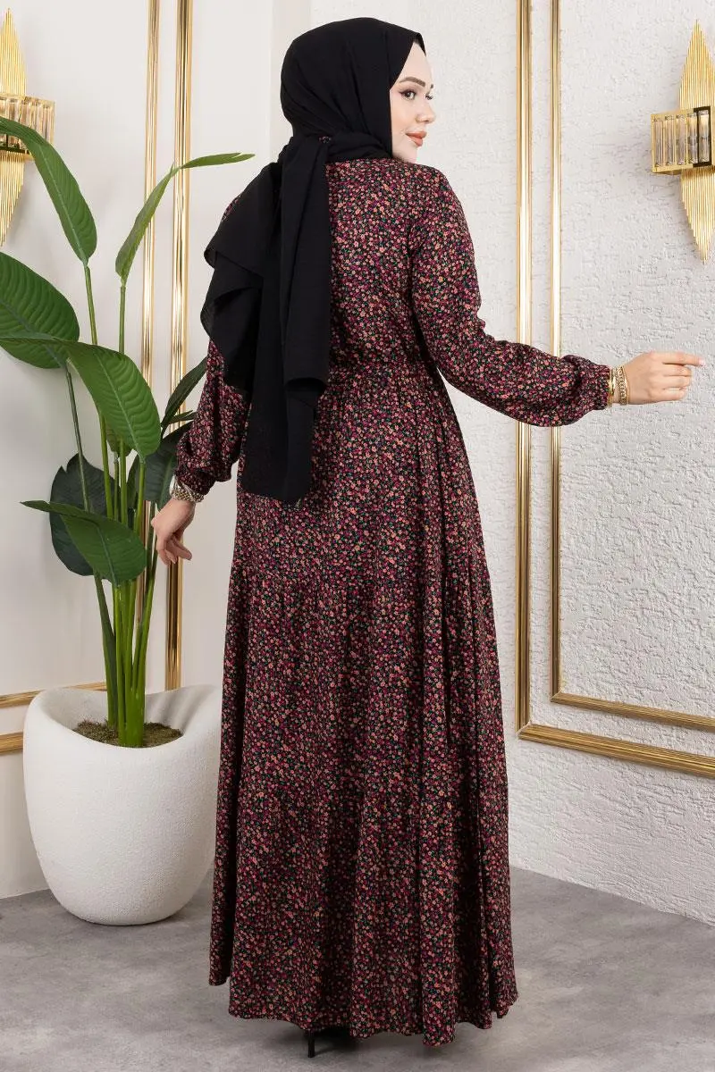 Çiçek Desenli Elbise-detail