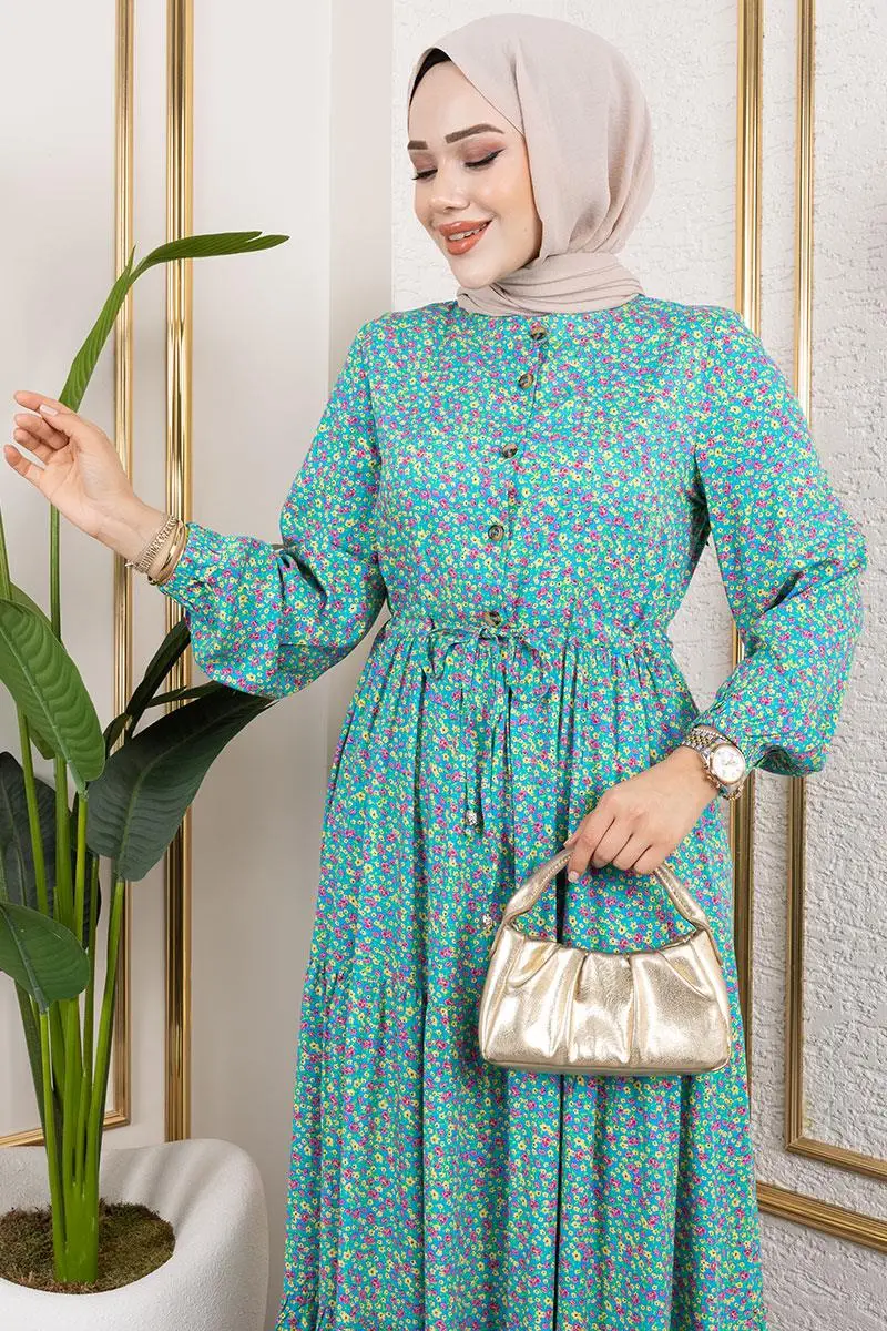 Çiçek Desenli Elbise-detail