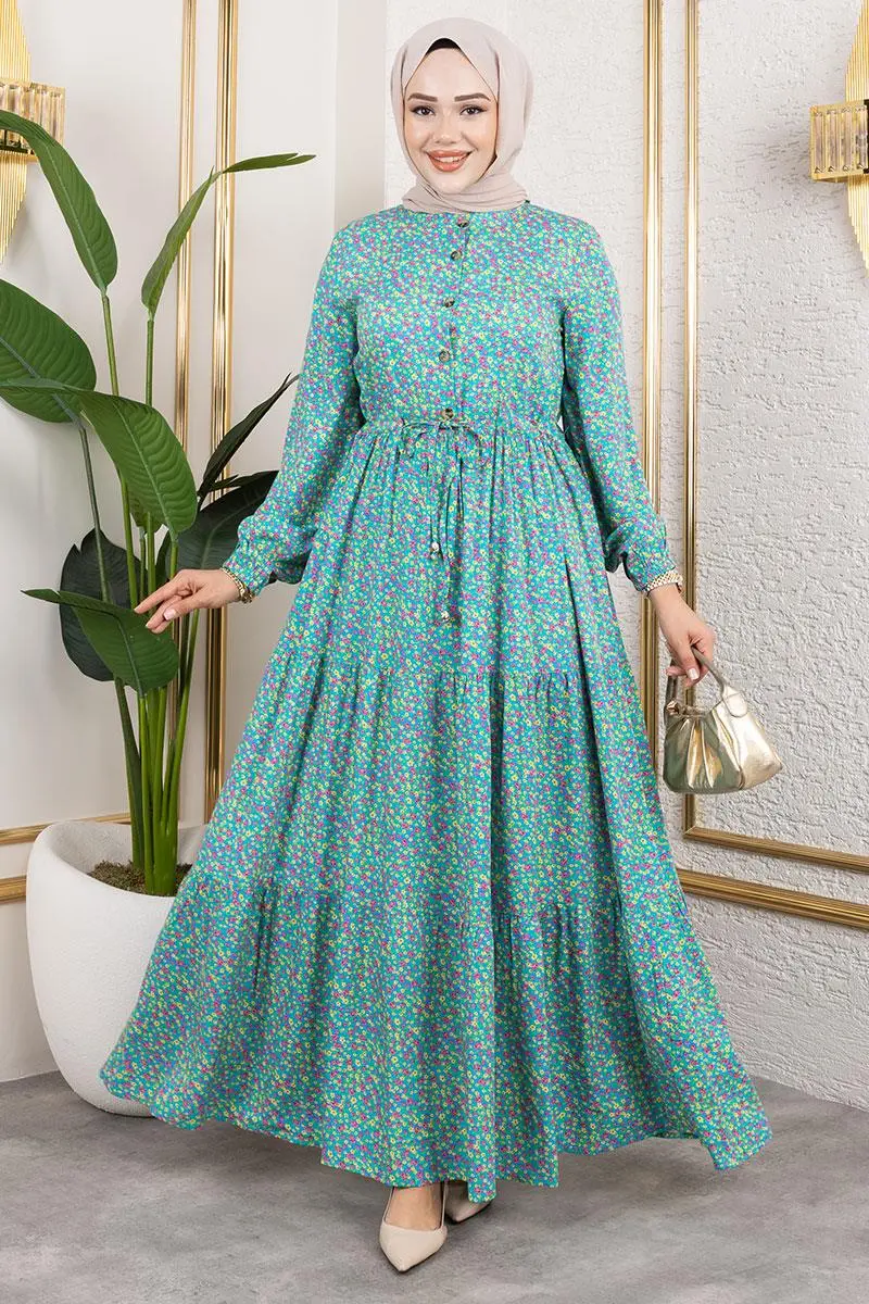 Çiçek Desenli Elbise-detail