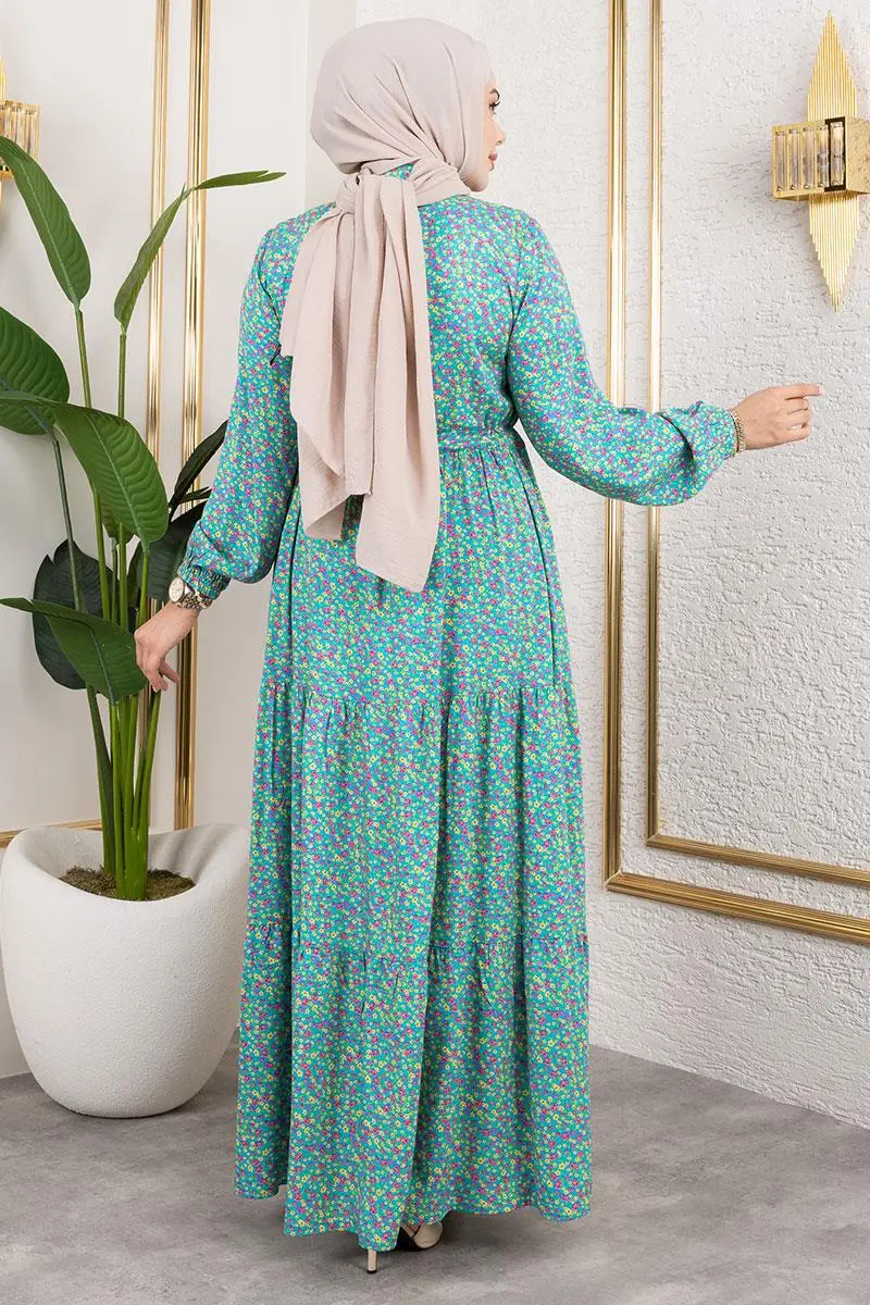 Çiçek Desenli Elbise-detail