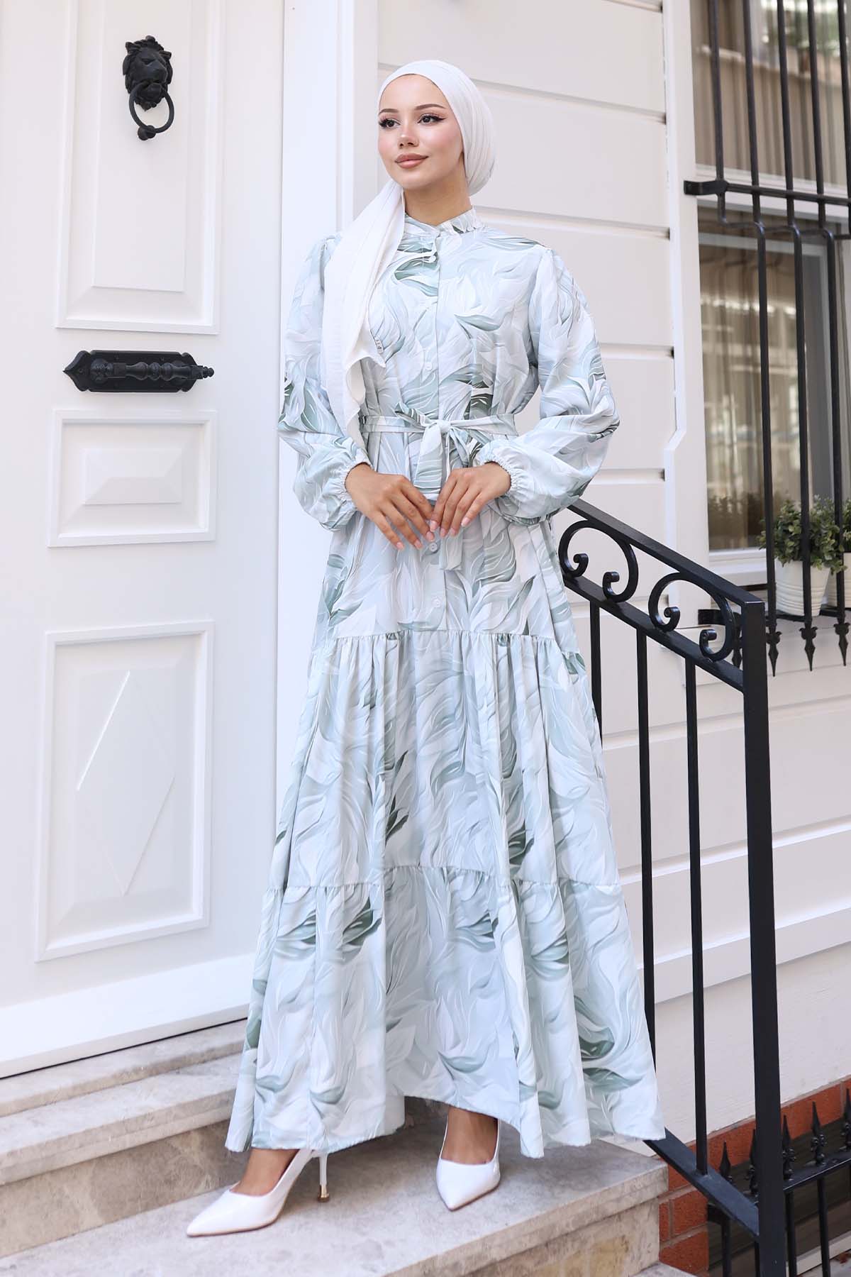 Çiçek Desenli Tesettür Elbise