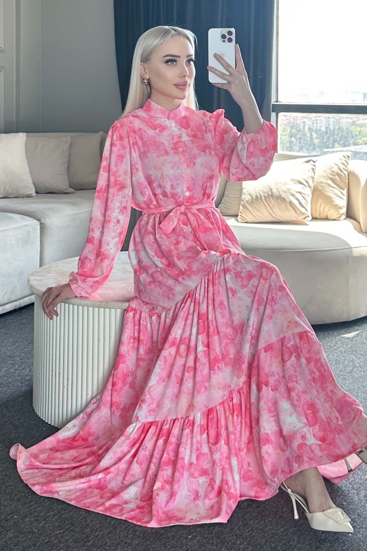 Çiçek Desenli Tesettür Elbise