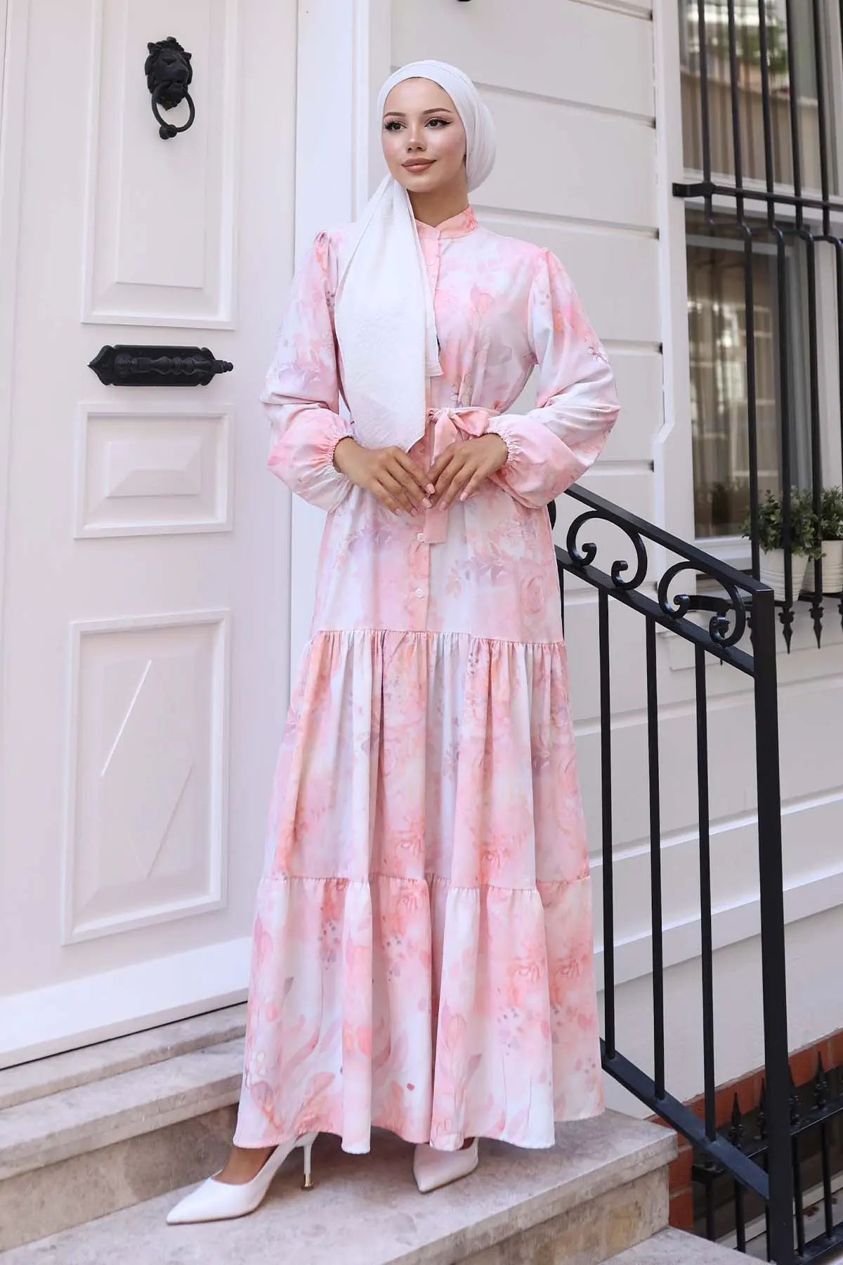 Çiçek Desenli Tesettür Elbise