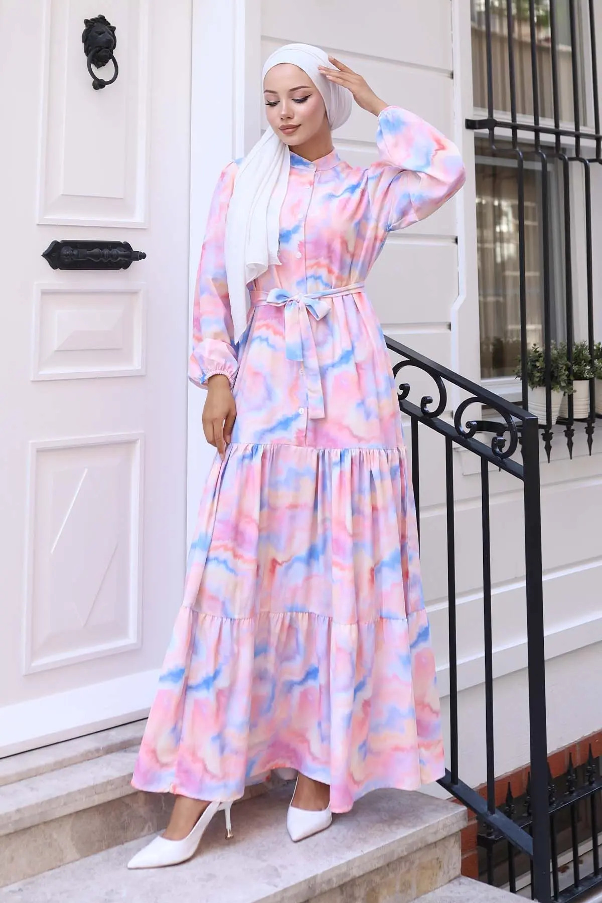 Çiçek Desenli Tesettür Elbise