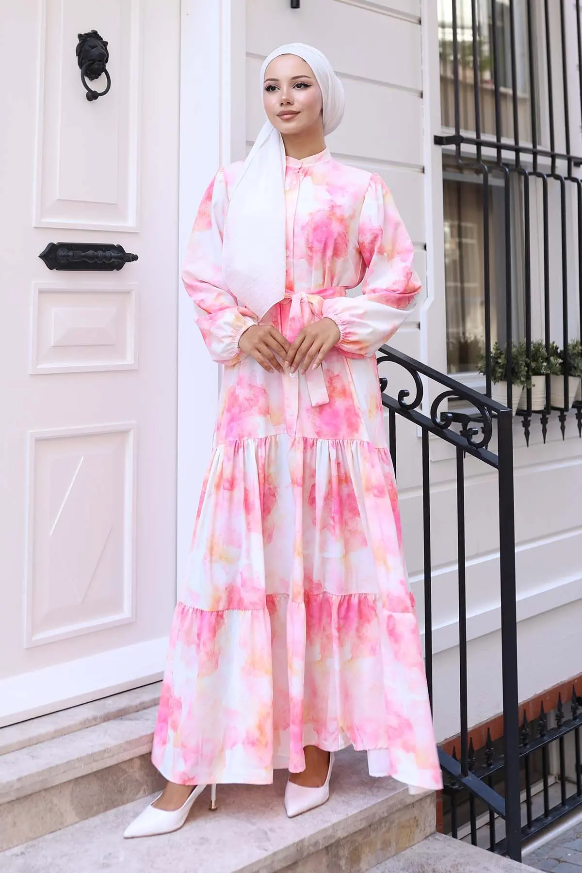 Çiçek Desenli Tesettür Elbise