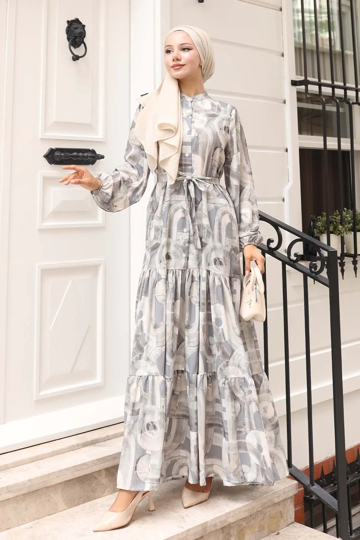 Çiçek Desenli Tesettür Elbise