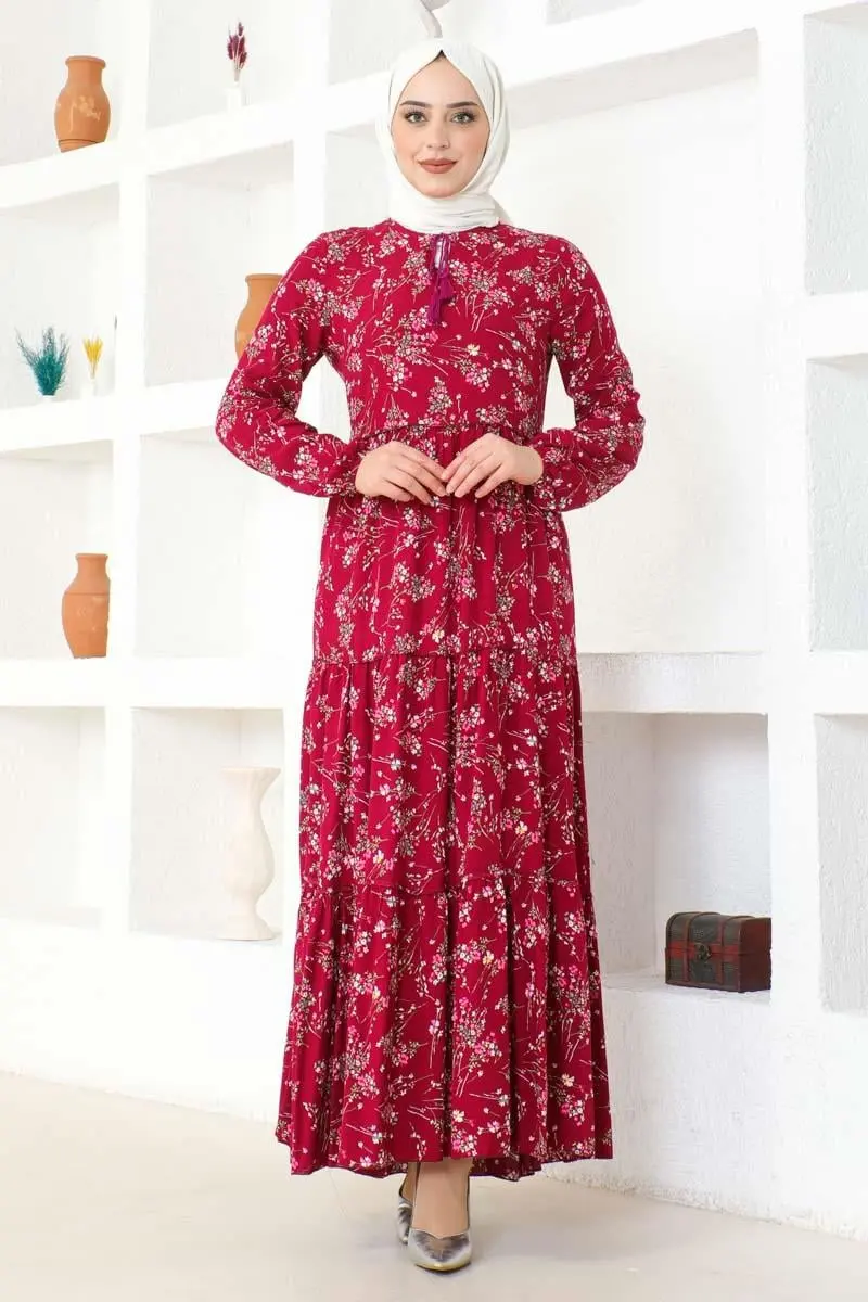 Floral Patterned Viscose Dress-detail