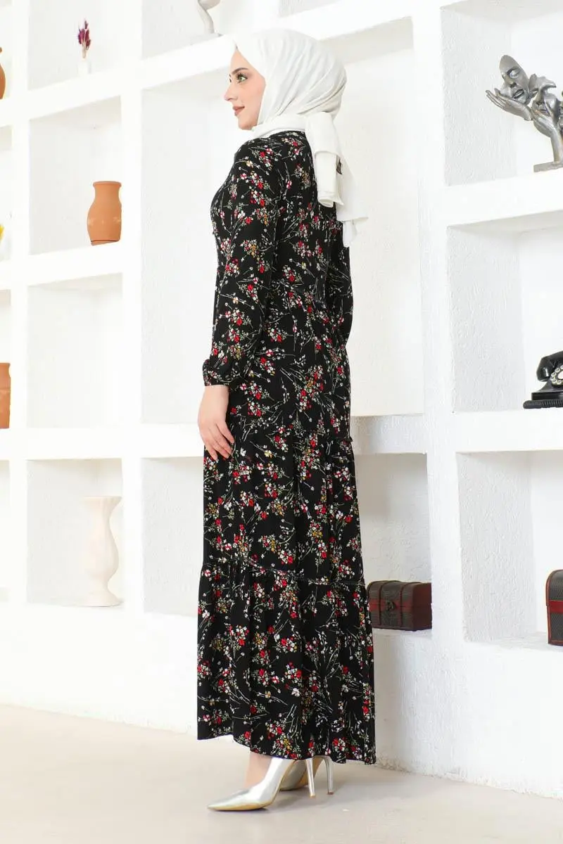 Floral Patterned Viscose Dress-detail