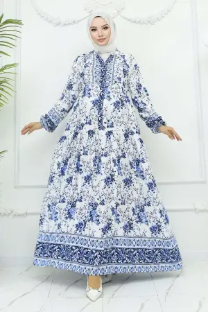 Çiçek Desenli Viskon Elbise