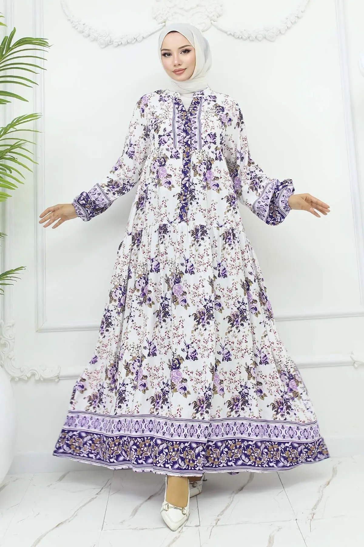 Floral Patterned Viscose Dress