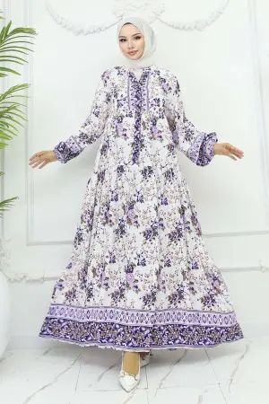 Çiçek Desenli Viskon Elbise