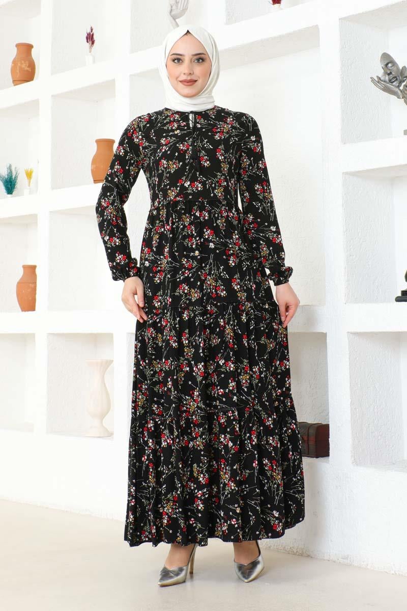 Floral Patterned Viscose Dress