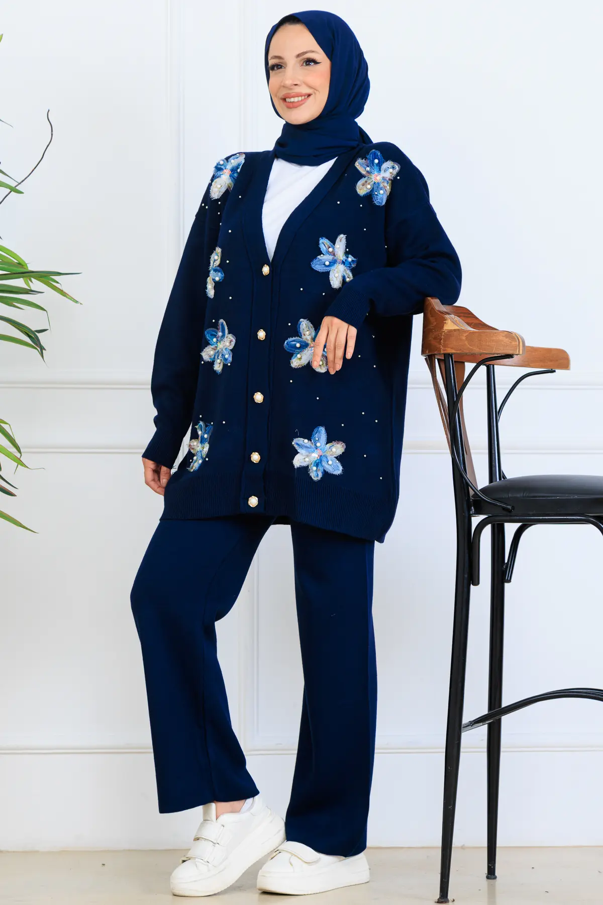 Floral Knit Cardigan Set