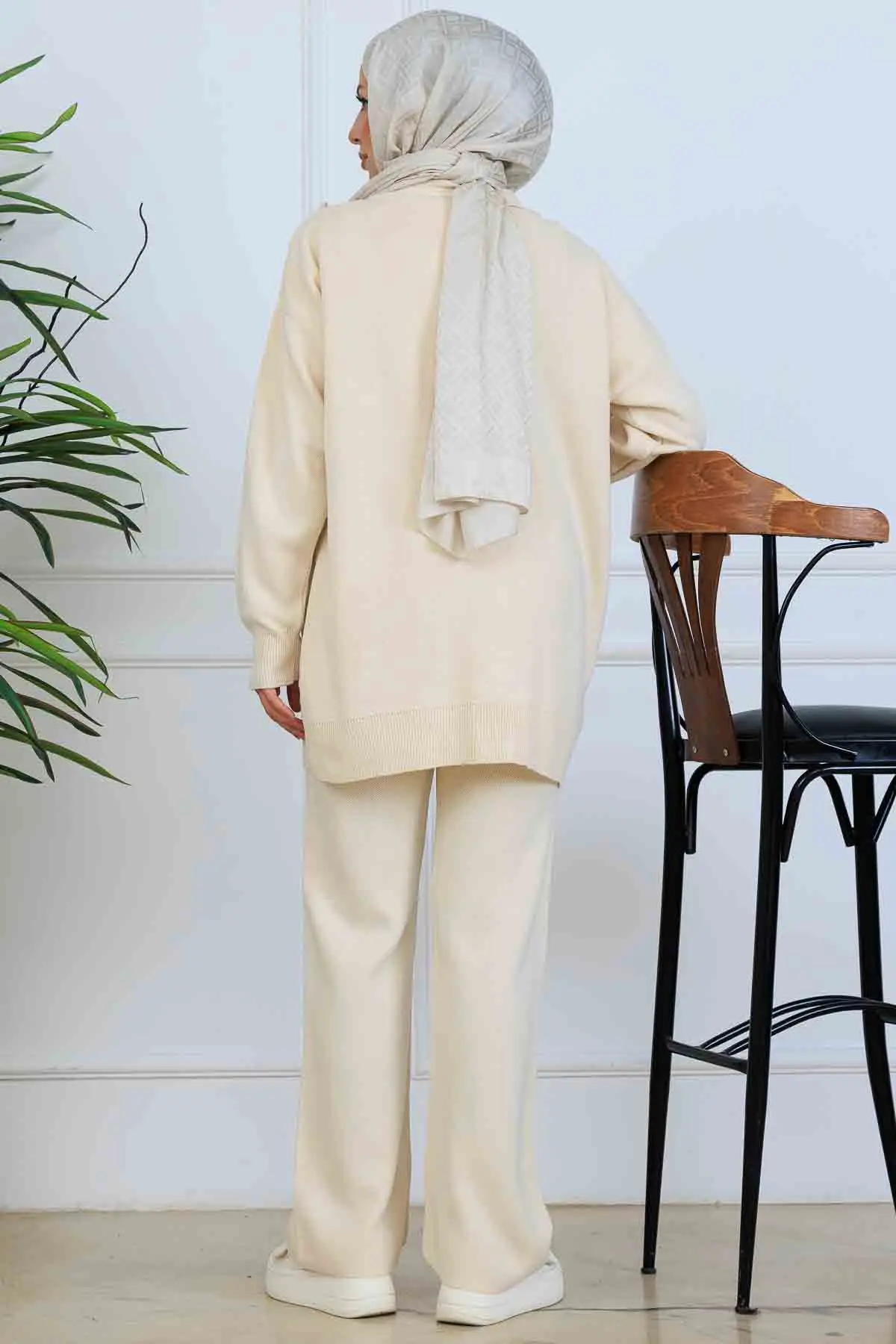 Çiçekli Triko Hırka Takım-detail