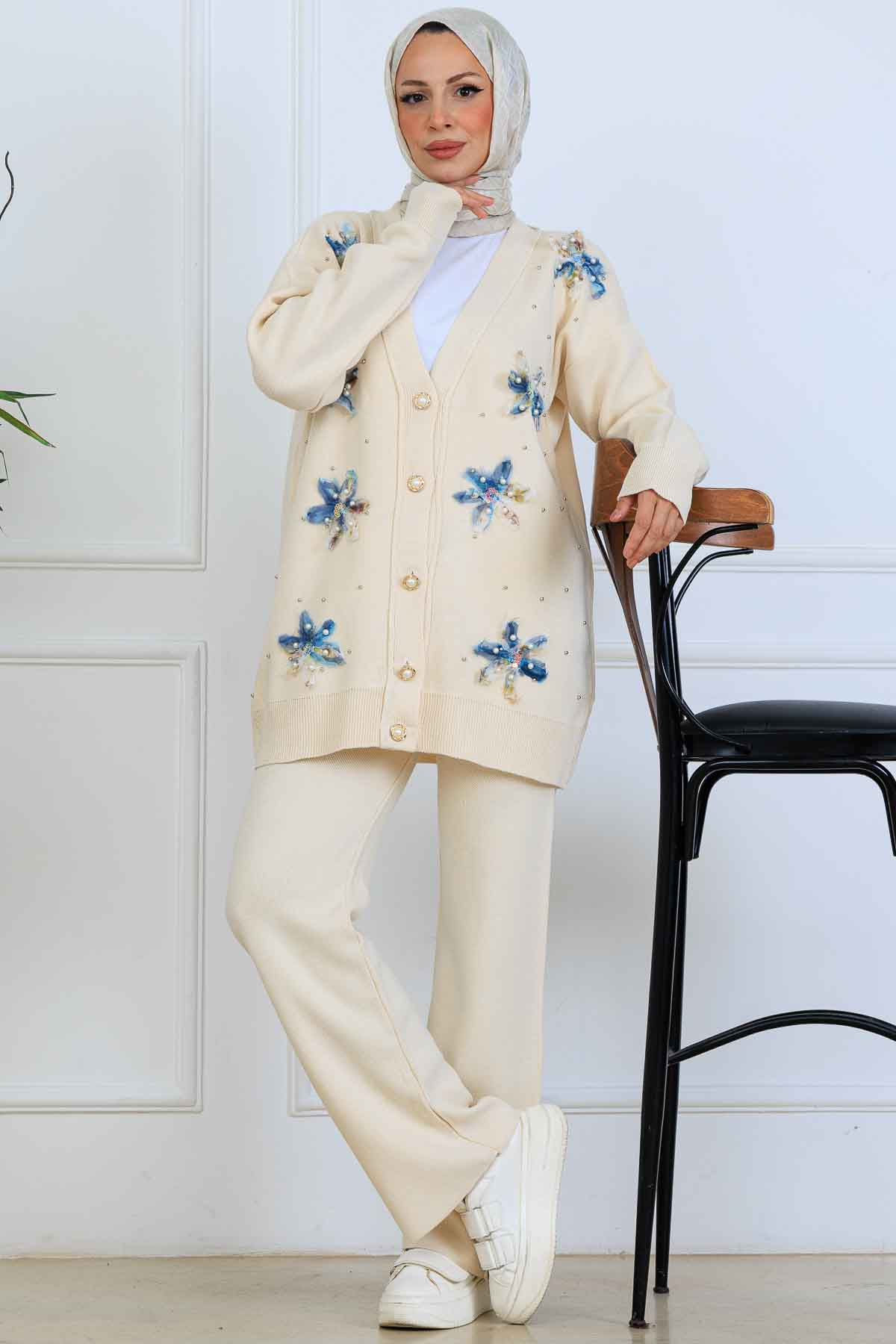 Floral Knit Cardigan Set