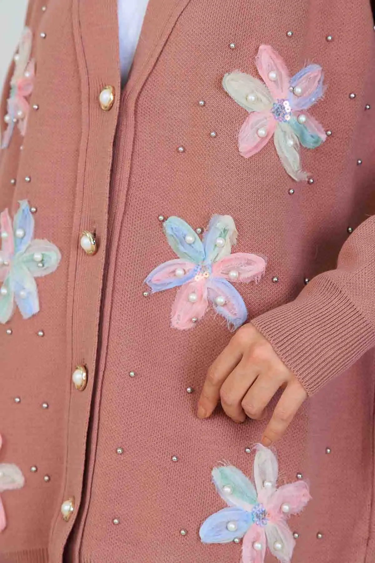 Floral Knit Cardigan Set-detail