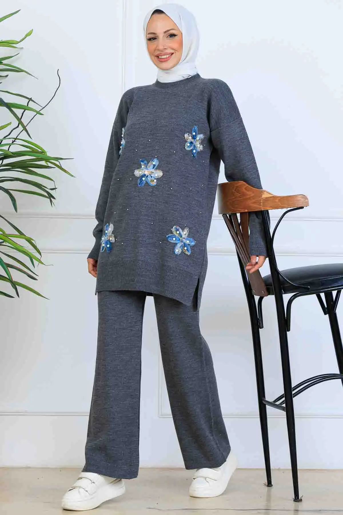 Çiçekli Triko Takım-detail