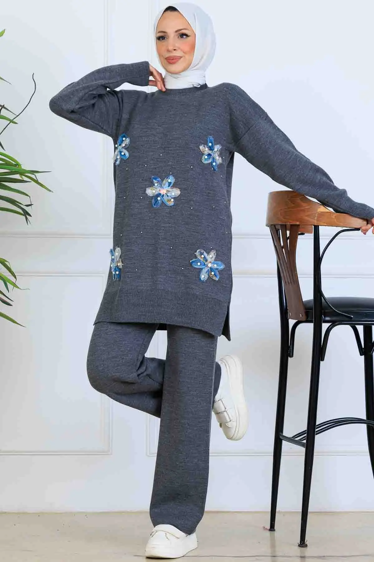 Çiçekli Triko Takım-detail