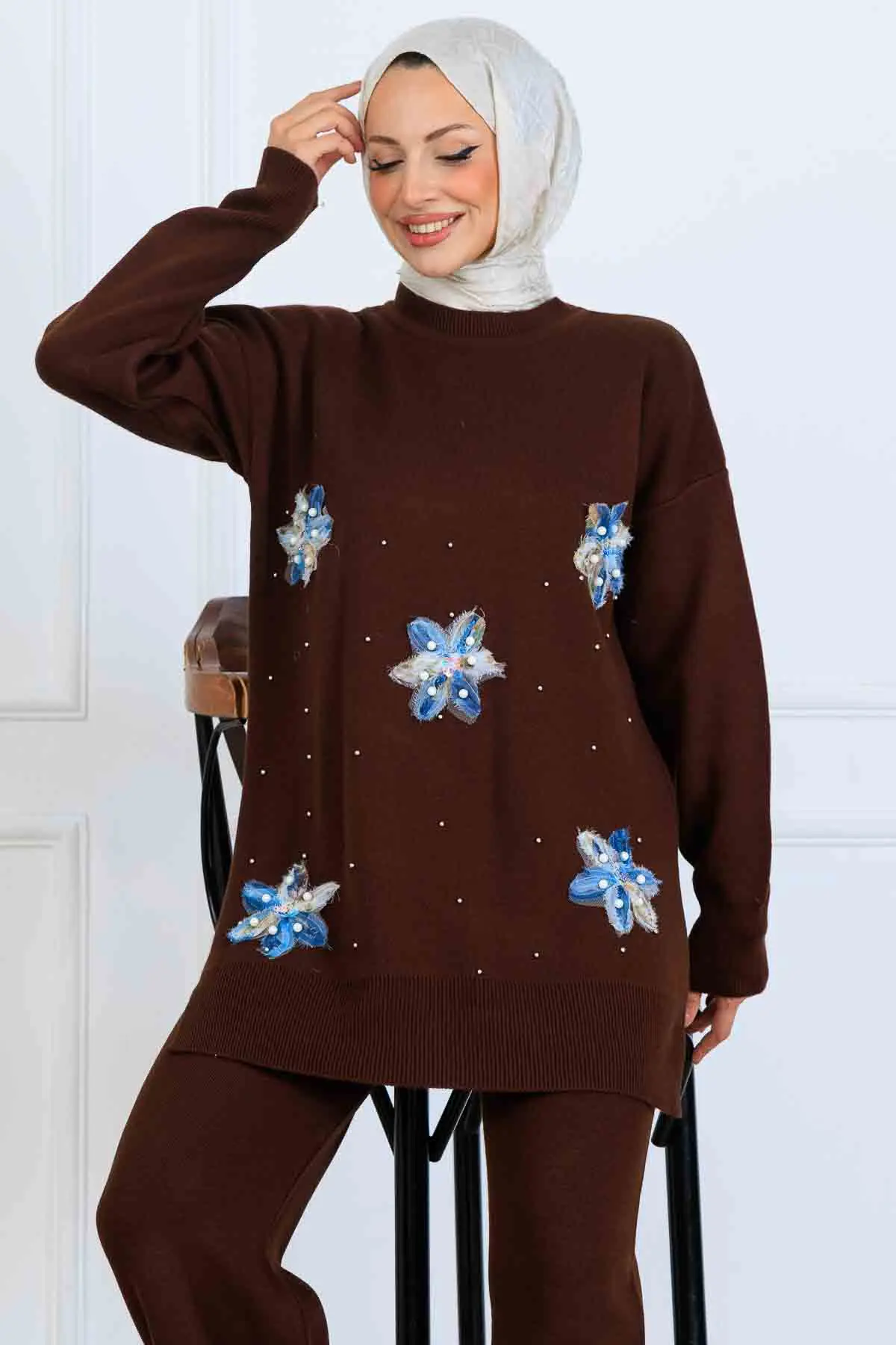 Çiçekli Triko Takım-detail