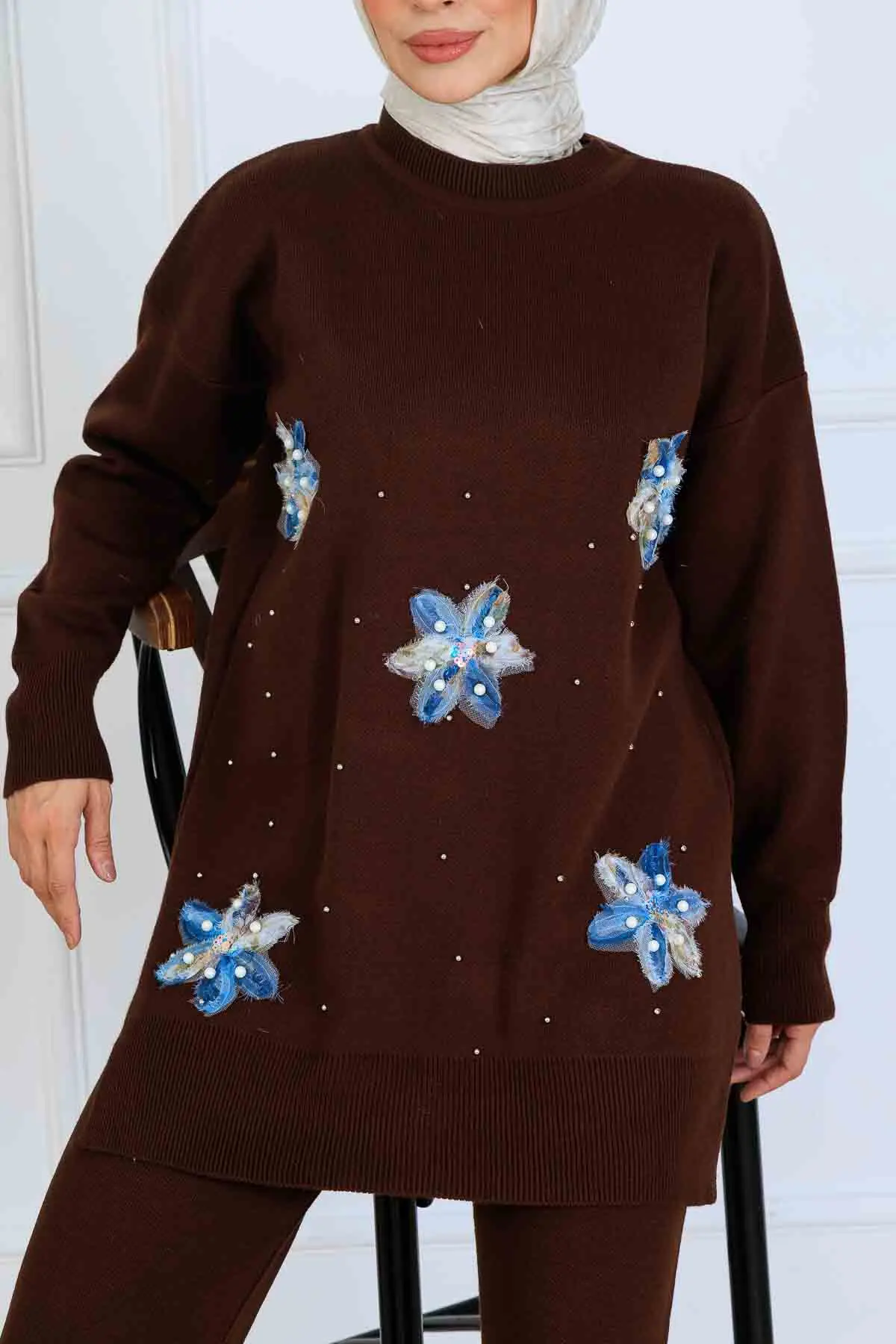 Çiçekli Triko Takım-detail