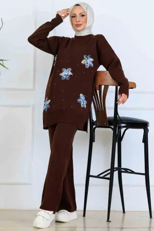 Çiçekli Triko Takım