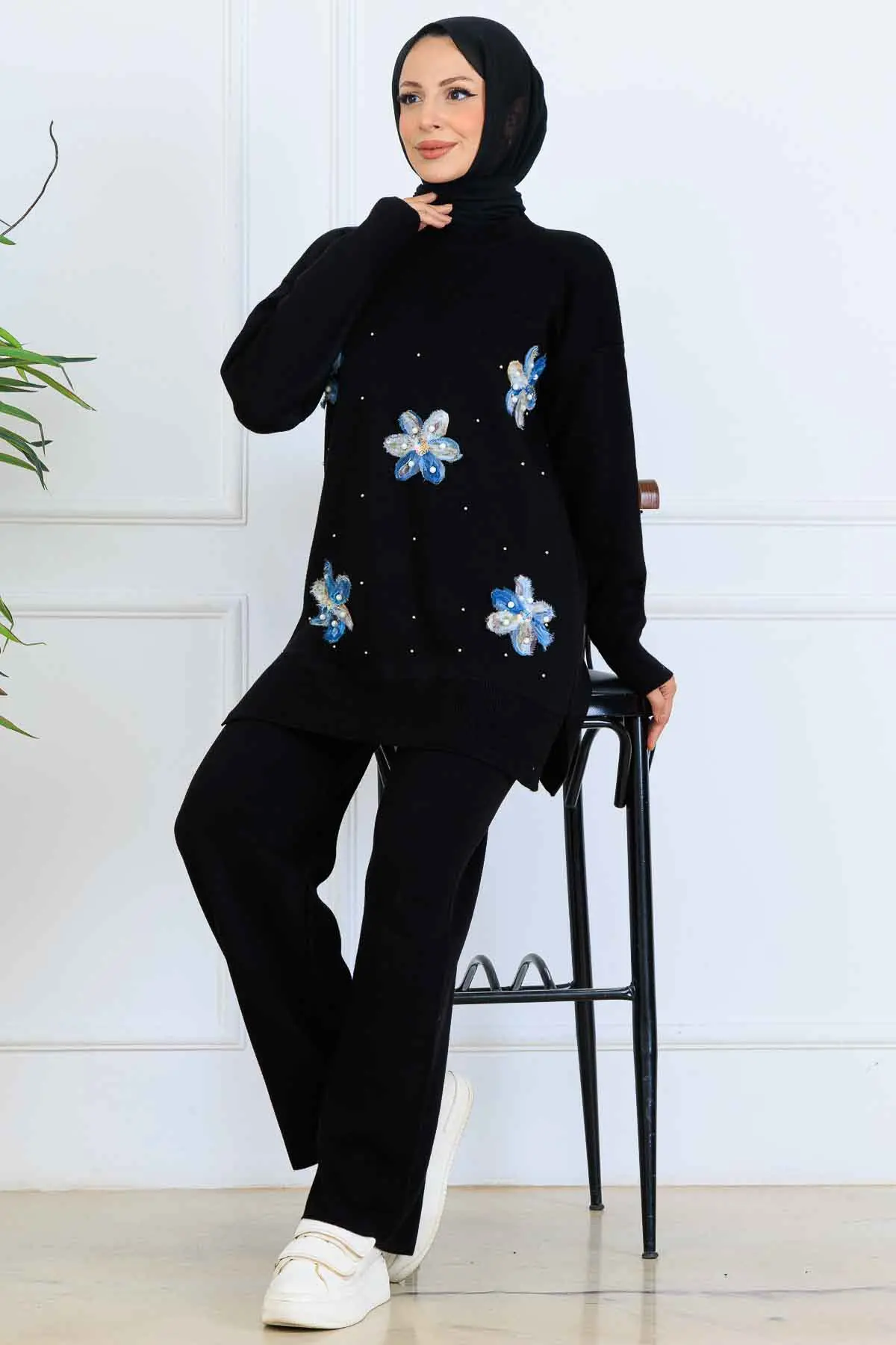 Çiçekli Triko Takım