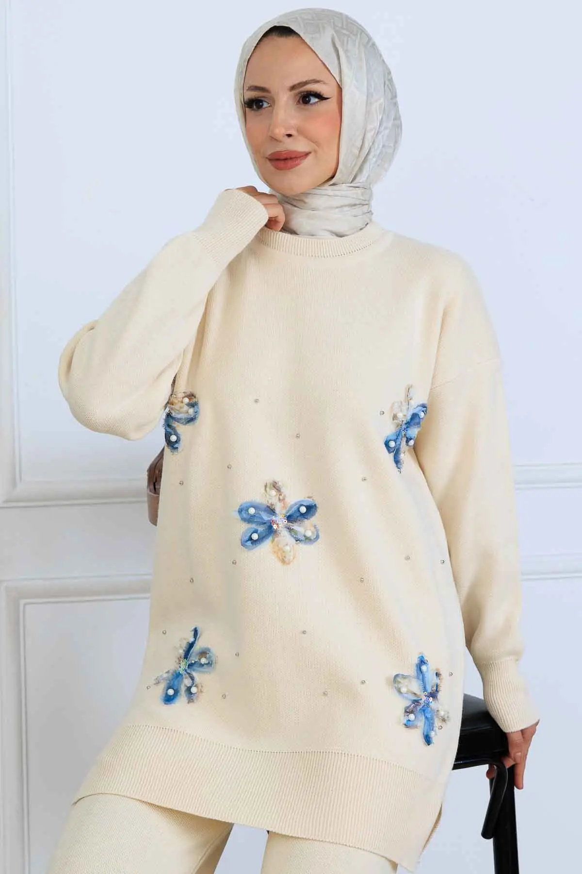 Çiçekli Triko Takım-detail