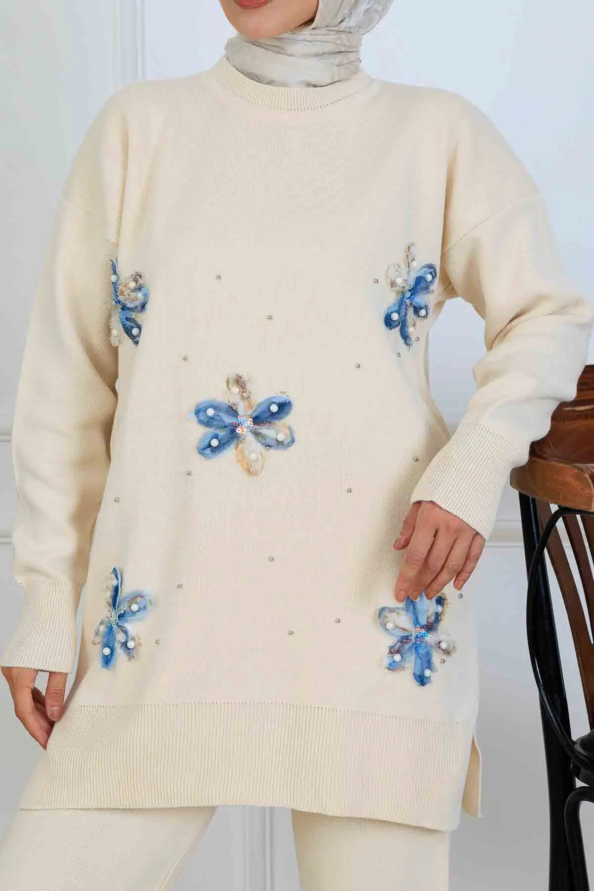 Çiçekli Triko Takım-detail