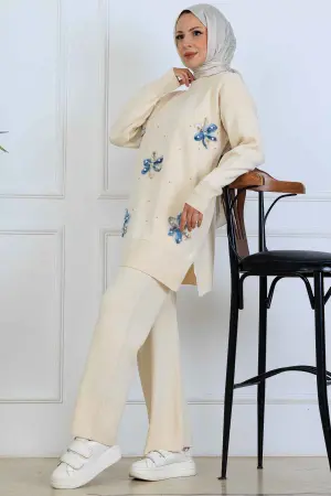 Çiçekli Triko Takım