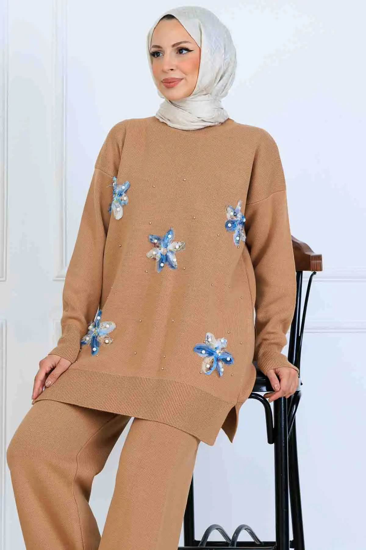 Çiçekli Triko Takım-detail