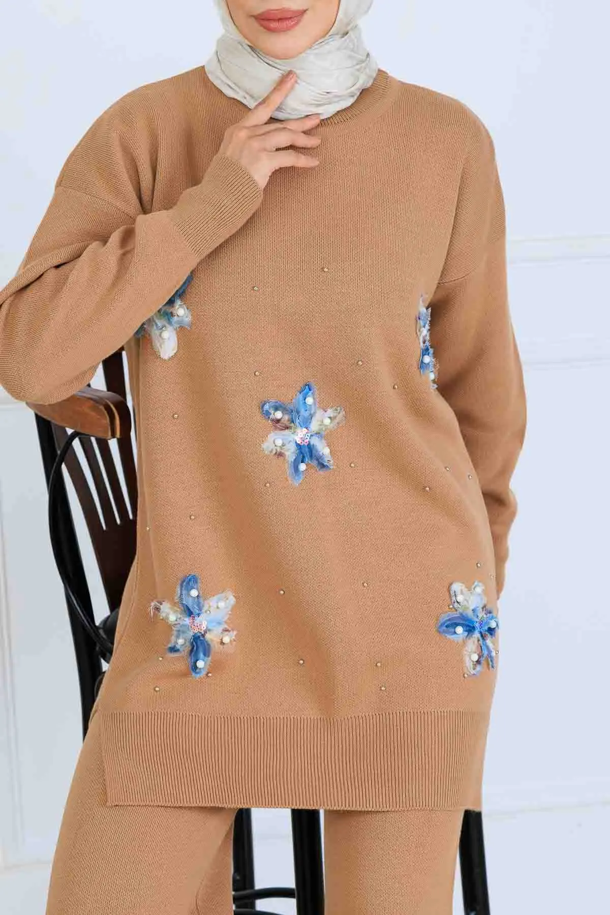 Çiçekli Triko Takım-detail