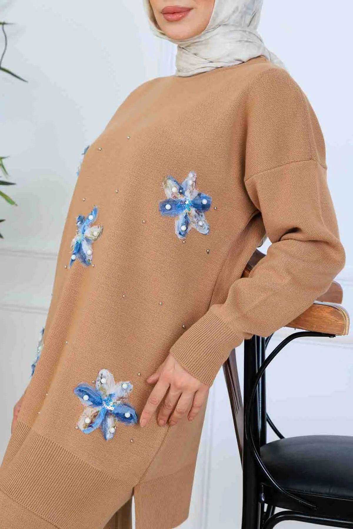 Çiçekli Triko Takım-detail