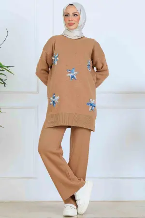 Çiçekli Triko Takım