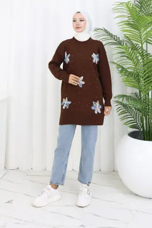 Çiçekli Triko Tunik