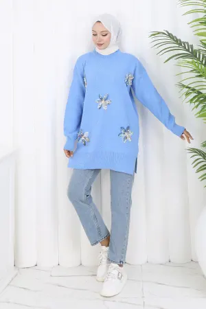 Çiçekli Triko Tunik