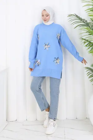 Çiçekli Triko Tunik