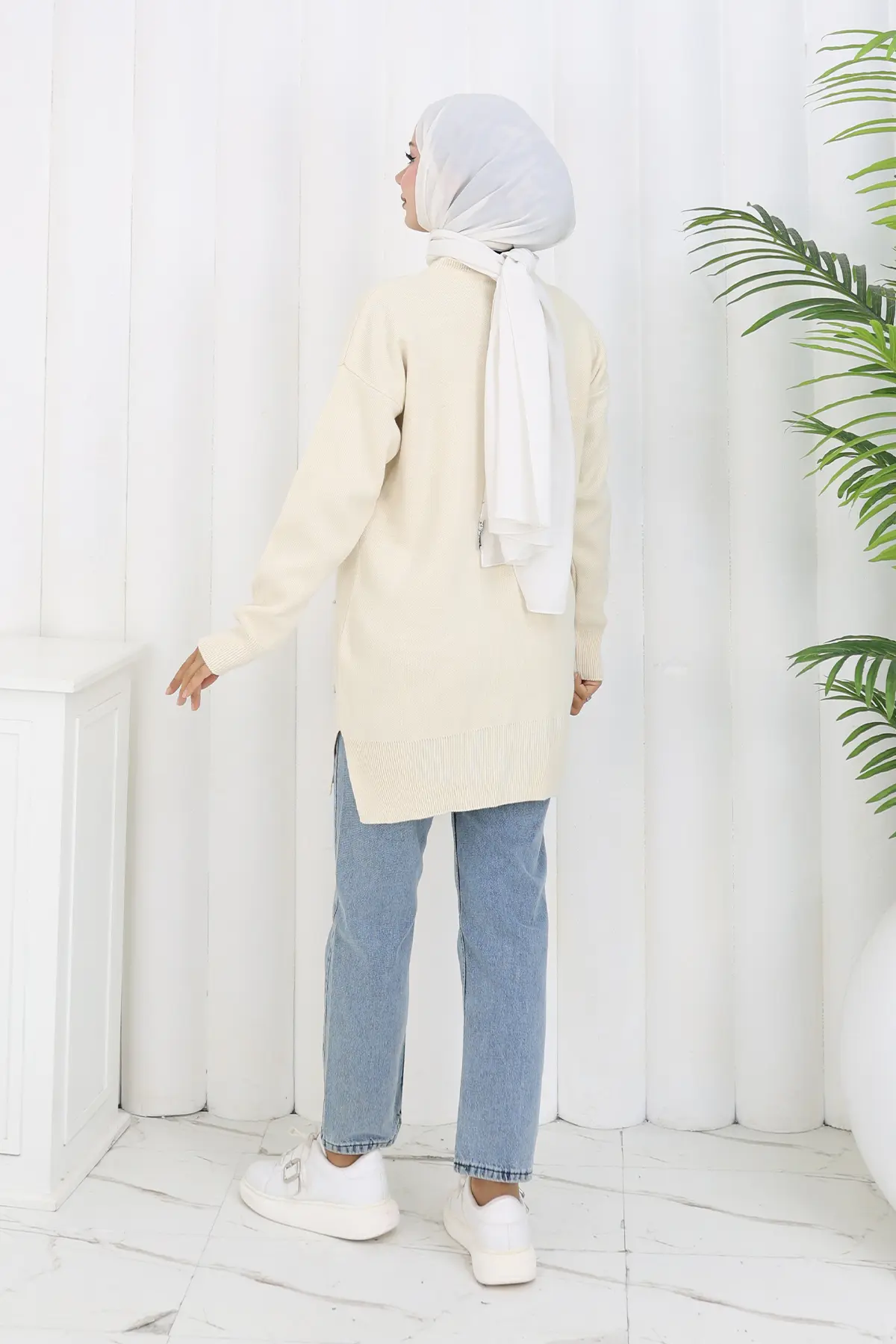 Çiçekli Triko Tunik-detail