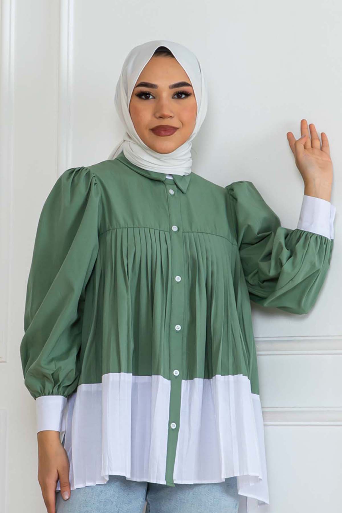 Double Color Pleated Shirt