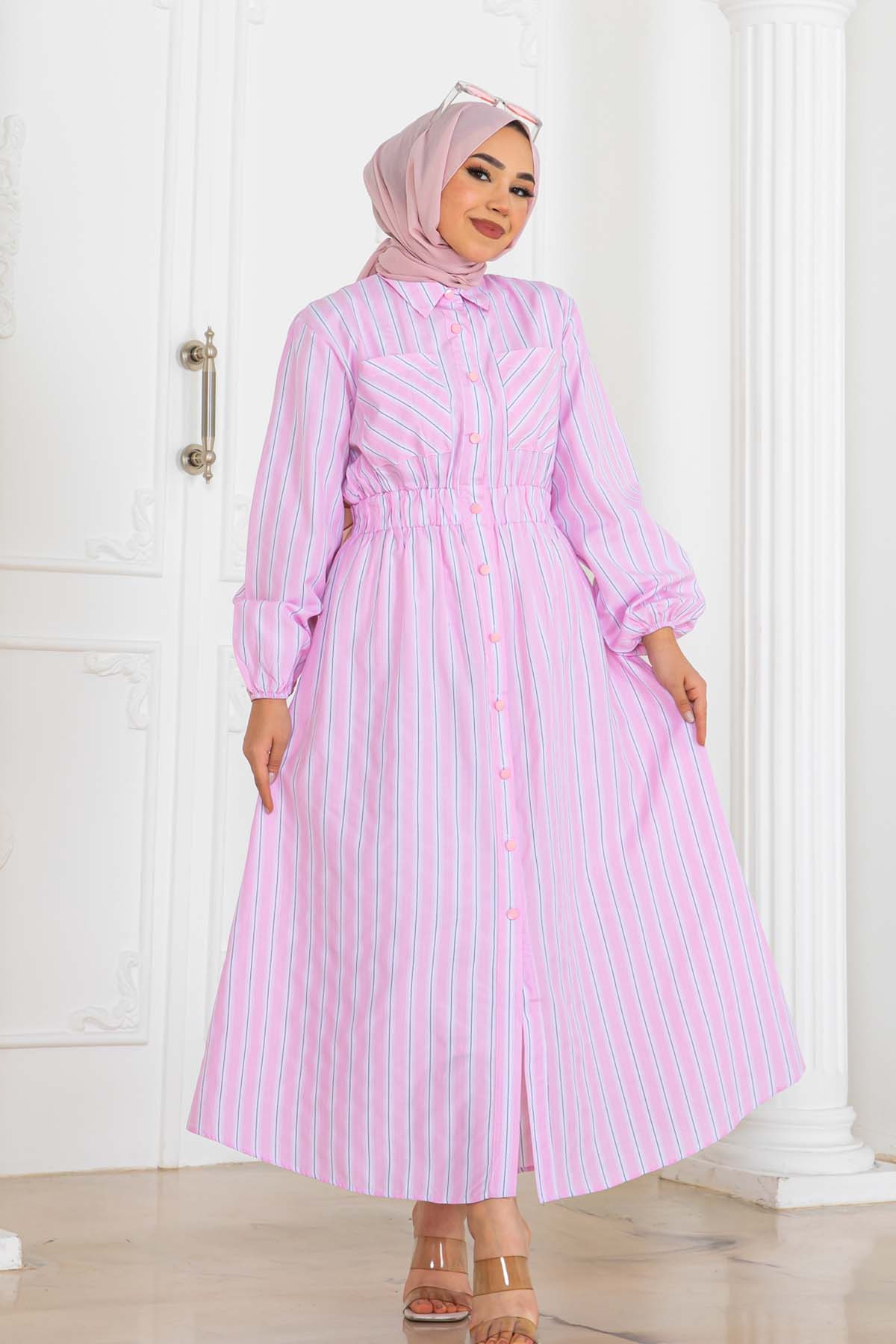 Çizgili Gömlek Elbise