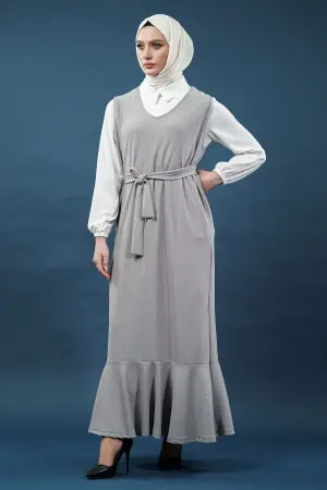 Çizgili Gömlekli Jile Elbise