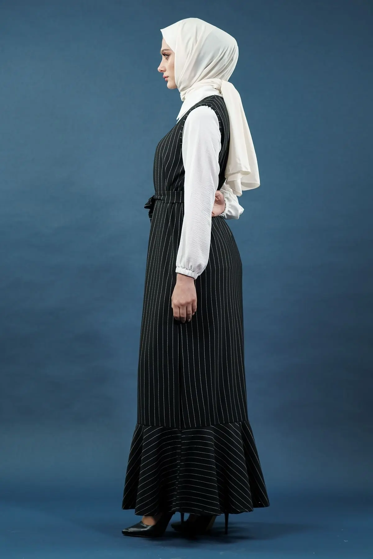 Çizgili Gömlekli Jile Elbise-detail