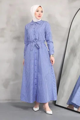 Striped Poplin Tericoton Dress