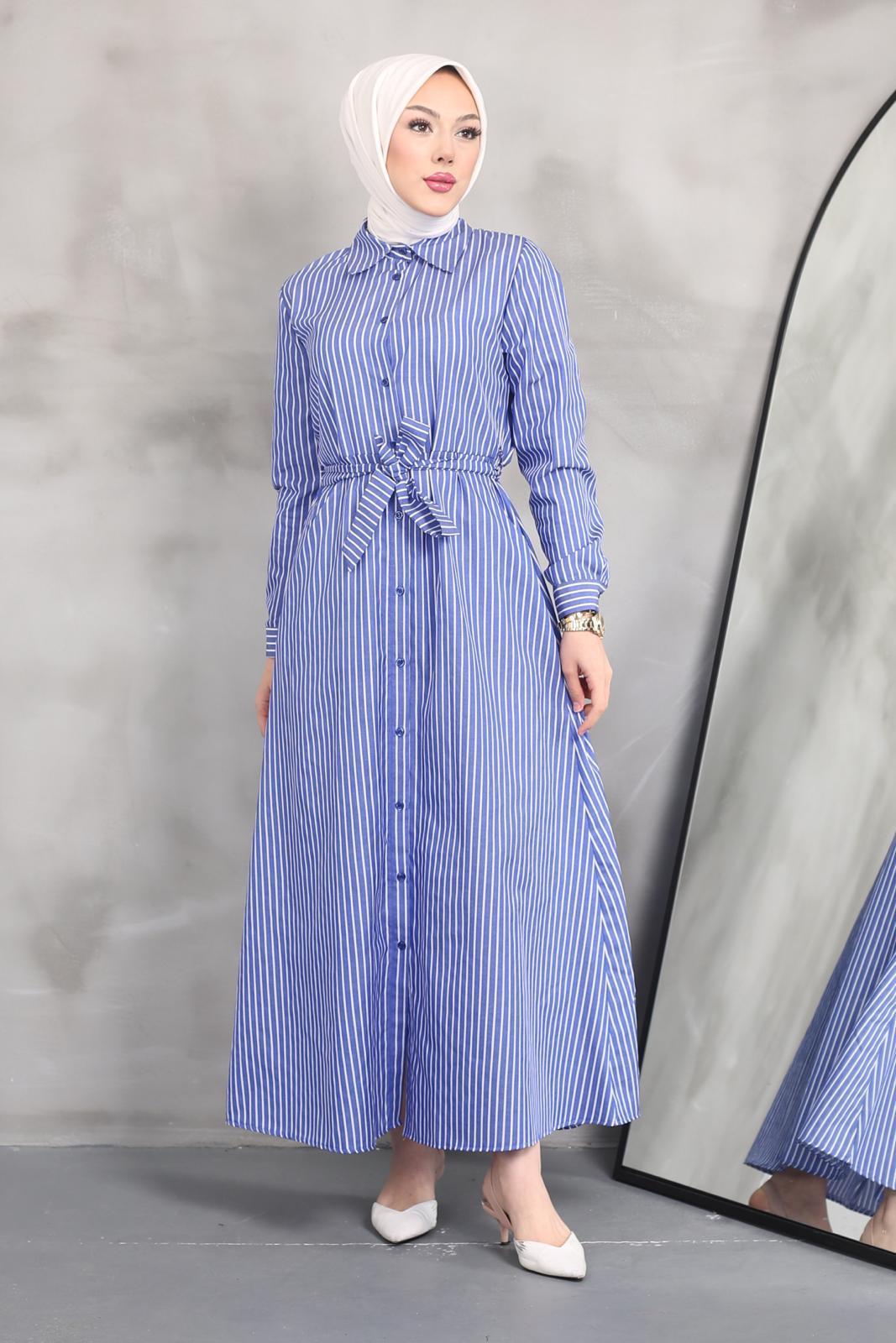 Striped Poplin Tericoton Dress