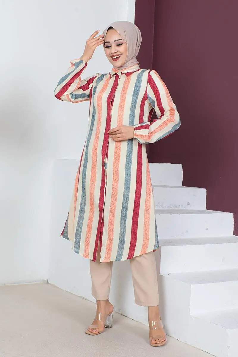 Striped Hijab Cape-detail