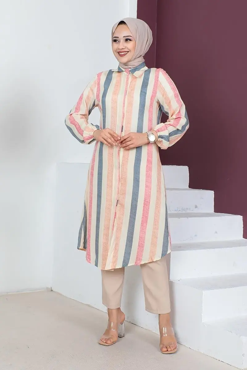 Striped Hijab Cape-detail