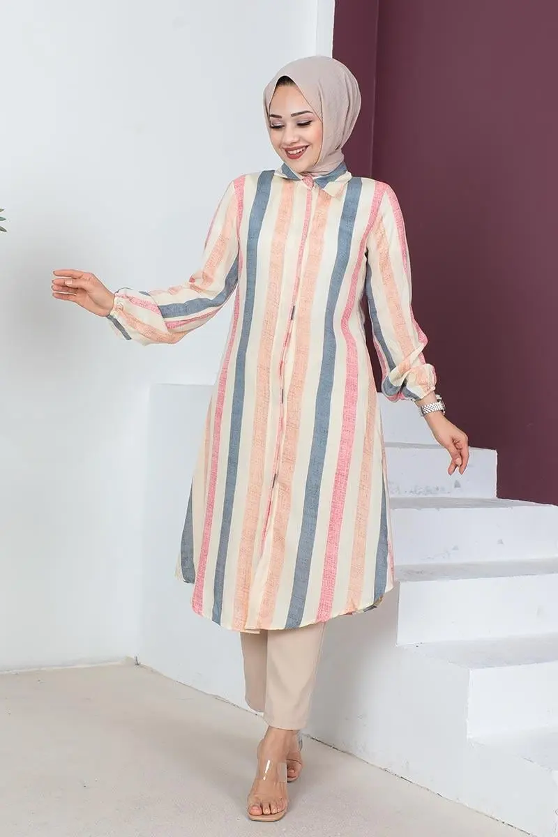 Striped Hijab Cape-detail